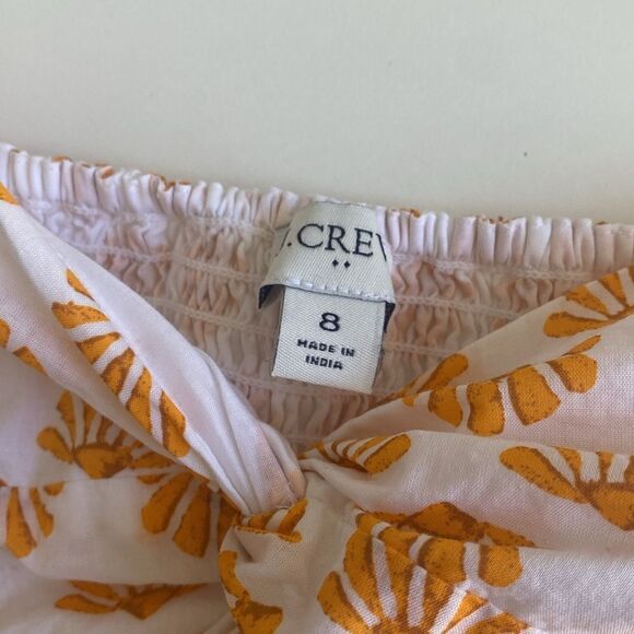 J. Crew Factory Orange Floral Puff-Sleeve Twist-Front Midi Dress Size 8 - Picture 11 of 15